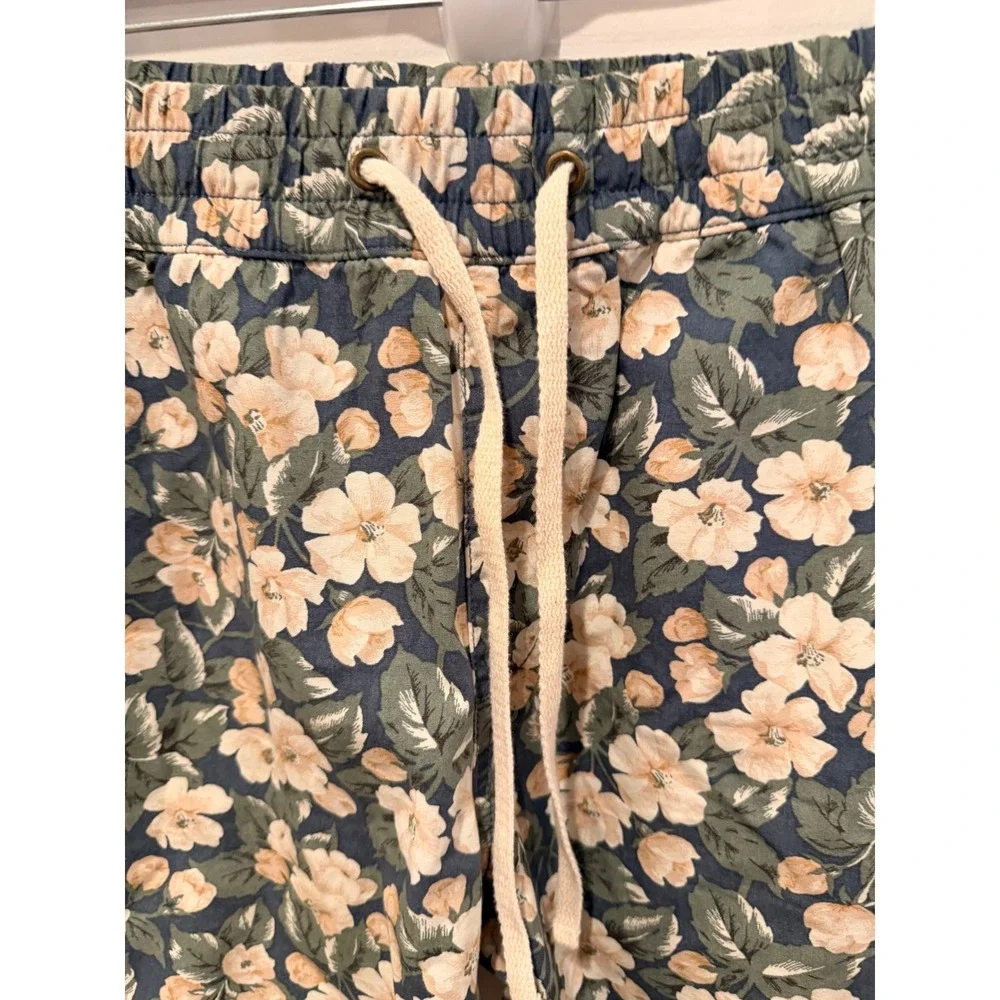 J Crew Mens Dock Shorts Small Navy Blue Floral Print Cotton Drawstring 6